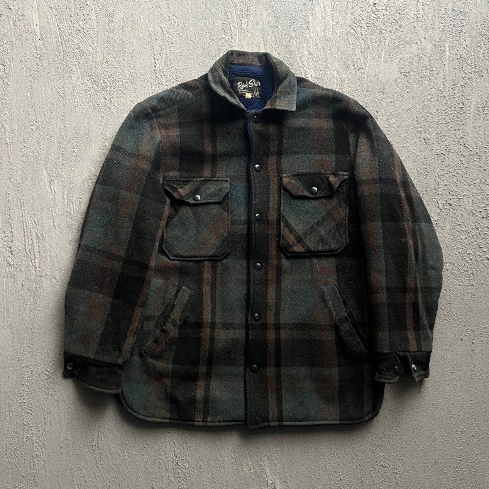 Vintage Plaid Shirt Jacket Medium Plaidr 1970s Sherpa Lined USA